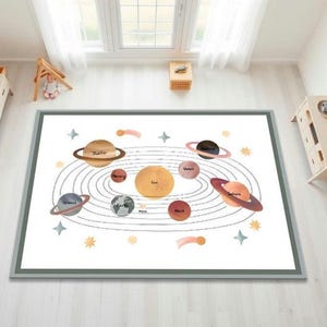 Interaktiver Spielteppich, Weltraum-Thema Lernteppich, Planet-Thema Spielzimmerteppich, Planet-Thema Kinderzimmerteppich, Lernteppich für Kinder