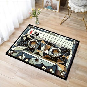 Personalized Cassette Tape Rug: 90s Music Room Decor