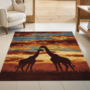 Savannah-Musterteppich, Savannah-Teppich, Afrozentrischer rutschfester Teppich, Safari-Ethno-Bodenkunst, maschinenwaschbarer Teppich