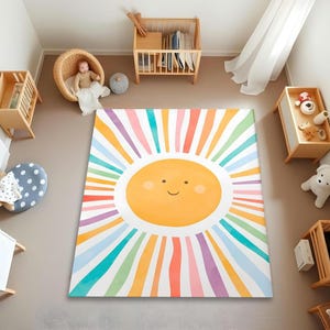 Bunter Sonnen-Thema-Babyzimmer-Teppich, Weltraum-Thema-Kinderzimmerteppich, Kinderzimmer-Teppich, Weicher Teppich, Kinderzimmer-Dekor, Kinderspielmatte, Geschenke für Kinder