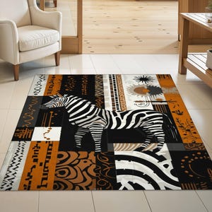 Savannah-Musterteppich, Savannah-Teppich, Afrozentrischer rutschfester Teppich, Safari-Ethno-Bodenkunst, maschinenwaschbarer Teppich