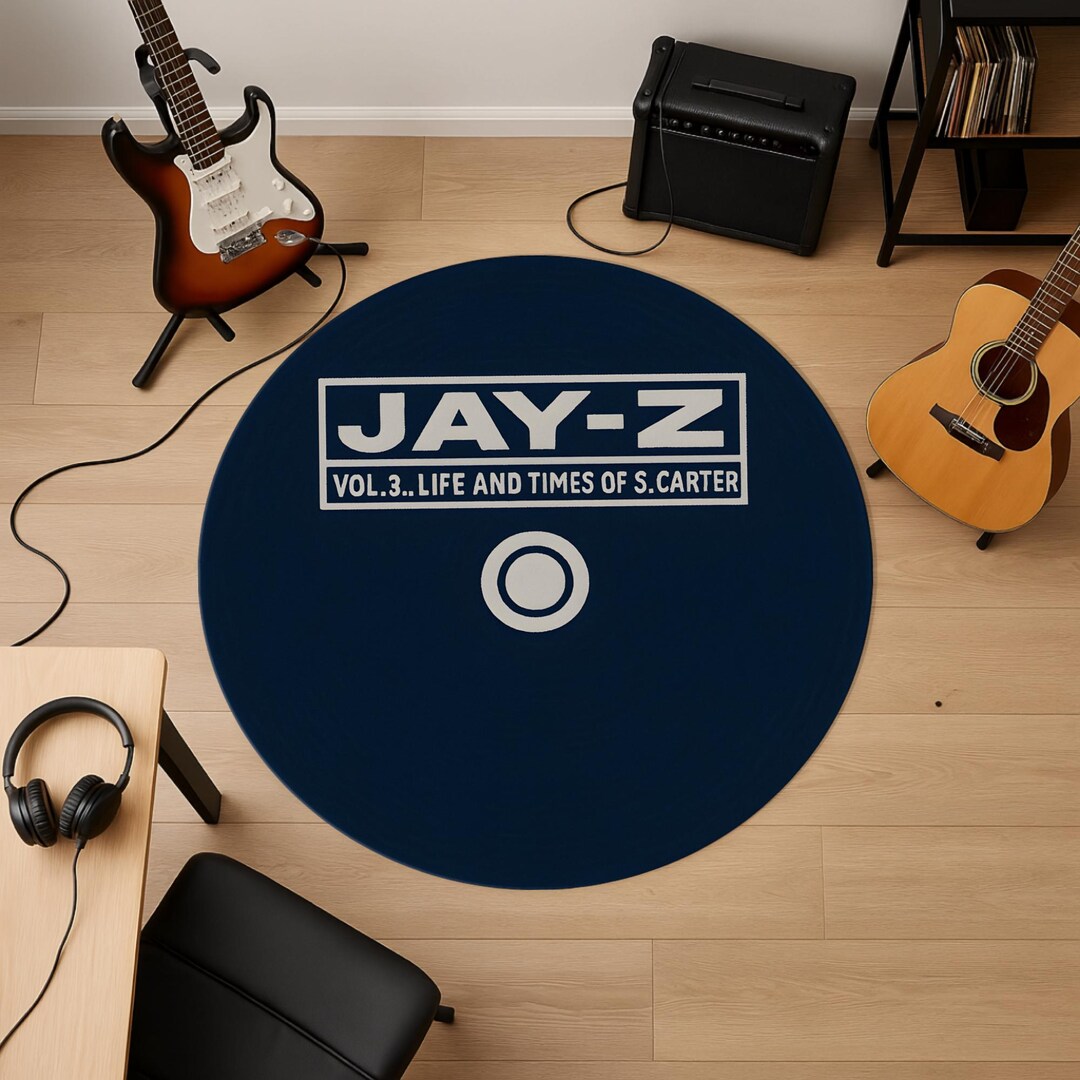 Music Record Rug • Jay-z Vinyl Round Rug • Hip Hop Room Decor • DJ ...