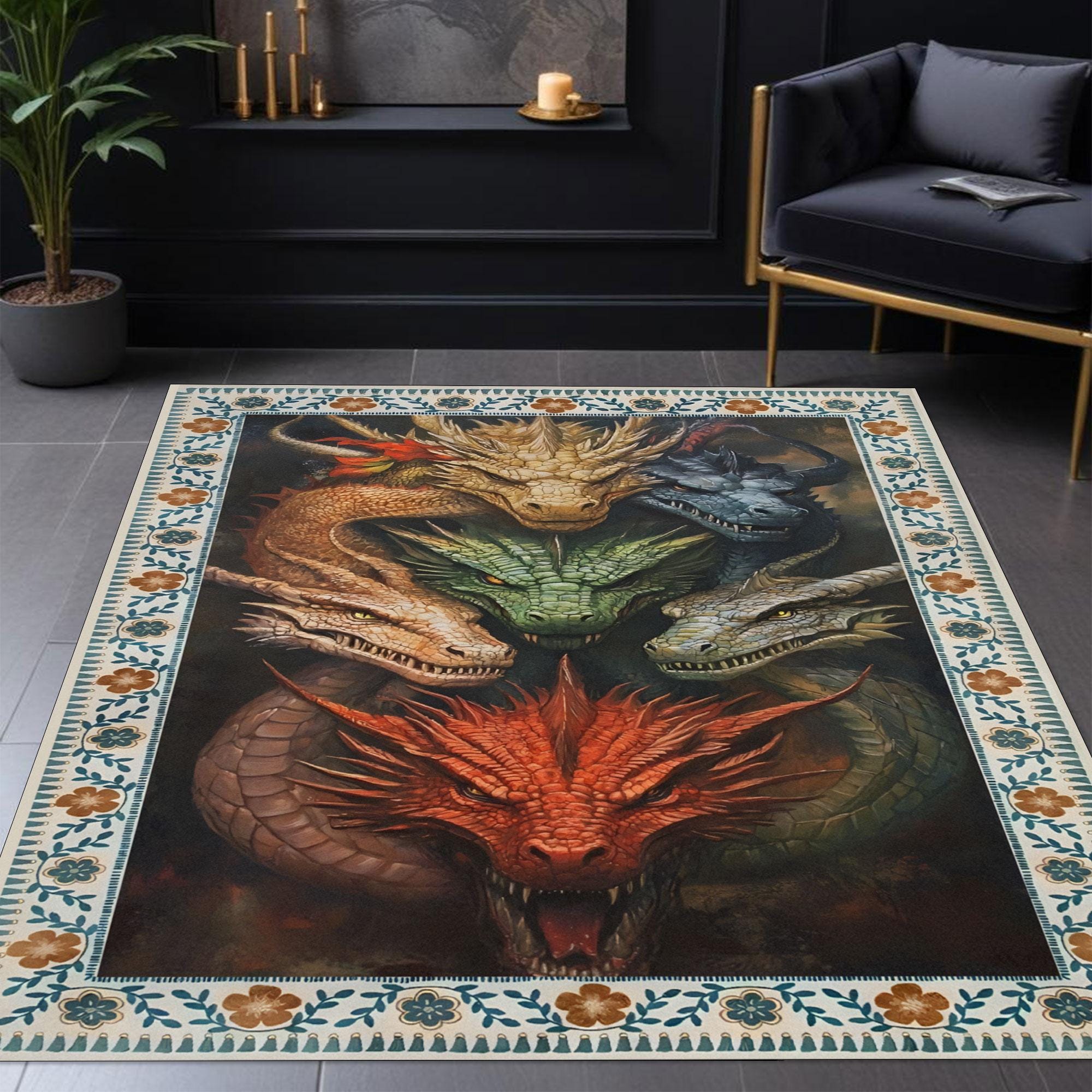 ドラゴンラグ、スカル&ドラゴンエリアラグ、フルサイズ3 x 5 4 x 6 5 x 8フィートノンスリップフロアマットソフトレストエリアリビングダイニング用ドアマッ ドラゴンラグ、スカル\u0026ドラゴンエリアラグ、フルサイズ3 x 5 4 x 6 5 x