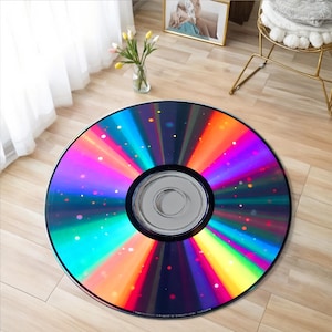 Retro Printed Vinyl Music Record Carpet , Machine Washable Rug , Gift For Music Lovers, Custom Retro Vinyl Record Round Rug
