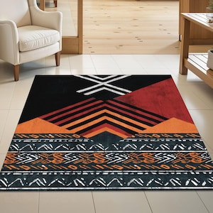 Savannah-Musterteppich, Savannah-Teppich, Afrozentrischer rutschfester Teppich, Safari-Ethno-Bodenkunst, maschinenwaschbarer Teppich