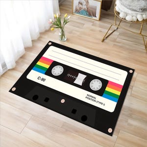 Personalized Cassette Tape Rug: 90s Retro Music Room Decor