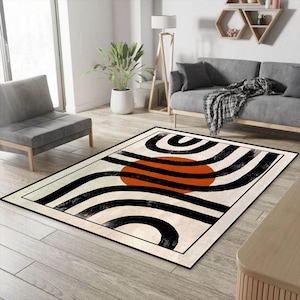 Boho Area Rug: Scandinavian Nordic Design, Minimalist Carpet