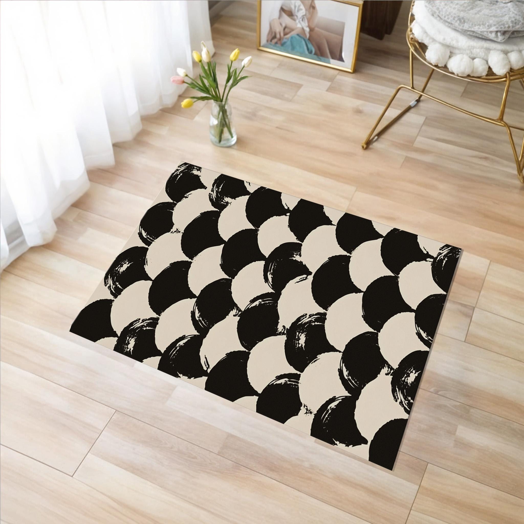 ボヘミアンスタイル ラグ 白黒 幾何学模様 ボヘミアンスタイル ラグ