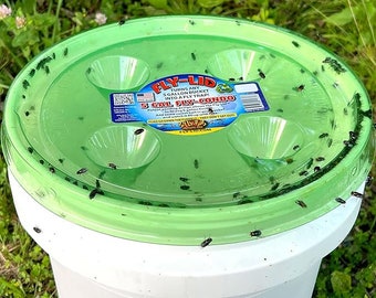 Tapa para moscas del cubo de 5 galones, control de plagas, control de moscas, trampa para moscas, ecológica, trampa para insectos, control de insectos, hogar no tóxico, cubo de 5 galones
