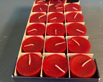 Colonial Candle of Cape Cod Box of Red Votives #23 Cranberry - Set of 17 Unused & Unlit with Original Box
