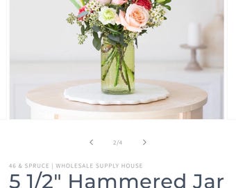 Classic Green Glass Mini Vase - Hammered Jar | 5.5” Tall