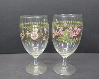 Vintage Portmeirion Botanic Water or Iced Tea Foorted Glasses - Set of 2