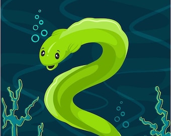 Eel Print - Sea Creature Art - Ocean Art - Nursery Art