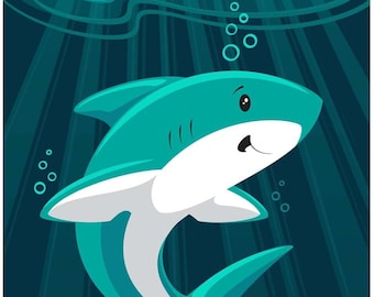 Shark Print - Sea Creature Art - Ocean Art - Nursery Art