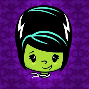 Lady Frankenstein &quot;Frankie&quot; Print - Halloween Illustration - Halloween Art