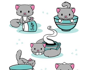 Kitchen Cats Print - Cat Print - Cat Art - Kitchen Art