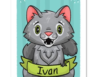 Custom Illustrated Pet Portrait - Quirky Whimsical Wall Art