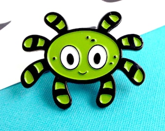 Green Spider Enamel Pin - Lapel Pin - Halloween Pin