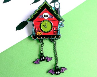 Haunted Cuckoo Clock Enamel Pin - Lapel Pin - Haunted House - Halloween PIn