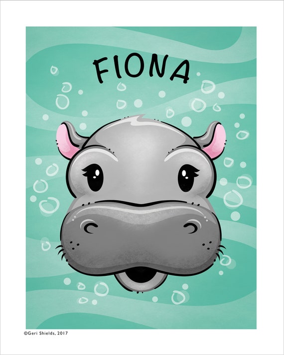 Fiona Print Fiona Illustration Hippo Illustration | Etsy