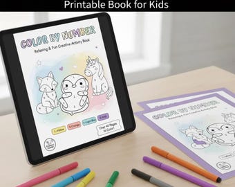 Malen nach Zahlen – Druckbares Malbuch für Kinder | Niedliche Tiere | Einfache Ausmalbilder | PDF-Sofortdownload