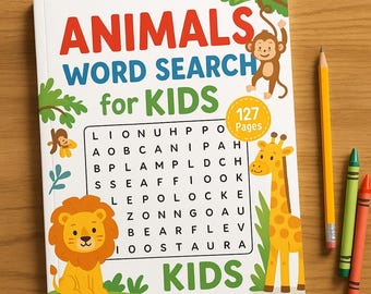 Tier-Wortsuche für Kinder – 127 lustige Rätselseiten – Lernspiel zum Ausdrucken – PDF A4 & US Letter