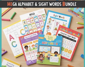 Alphabet-Lernpaket (Mega-Paket) | A–Z-Nachzeichnen, Punktmarker, Karteikarten & Arbeitsblätter | Druckbares Materialpaket für Vorschulkinder