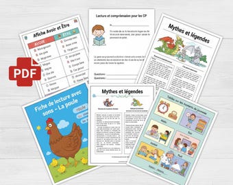 Französisches Leseverständnis-Paket – 86 Seiten mit Texten und Übungen | PDF-Druckvorlagen für Kinder