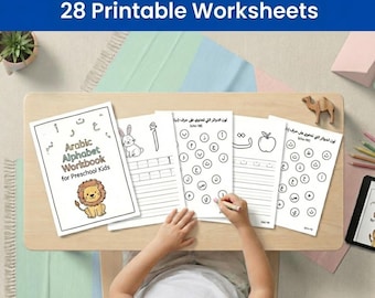 Arabisches Alphabet-Übungsbuch für Kinder | Arabische Buchstaben schreiben lernen | Druckbare Übungsblätter zum Nachzeichnen | PDF für Vorschule und Homeschooling