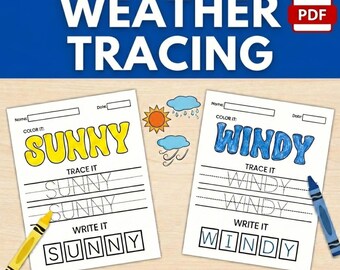 Arbeitsblätter zum Thema Wetter für den Kindergarten | Naturwissenschaftliche Unterrichtseinheit für den Kindergarten | Schreibübungen (PDF)