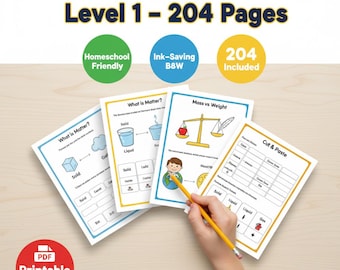 Arbeitsheft Naturwissenschaften Stufe 1 | 204 Seiten (PDF) | Arbeitsblätter zu Aggregatzuständen, Masse und Gewicht | MINT-Aktivitäten für Kinder von 6–8 Jahren