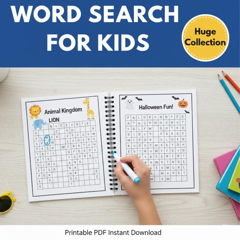 Printable Word Search Book for Kids 70+ Puzzles Activity Pages