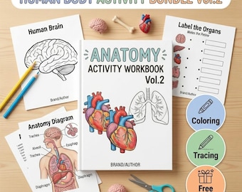 Arbeitsheft-Paket „Der menschliche Körper“, Band 2 | Anatomie-Arbeitsblätter für Kinder | Ausmalen, Nachzeichnen & Lernen zum Ausdrucken | Naturwissenschaftliches Lernpaket für den Heimunterricht