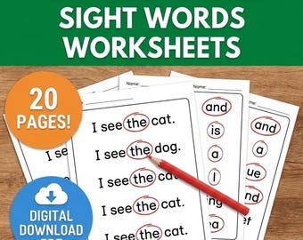 Arbeitsblätter zum Lesen und Einkreisen von Sichtwörtern | Druckbare Übungen für Leseanfänger | Aktivitäten zur Leseförderung in Kindergarten und Vorschule |