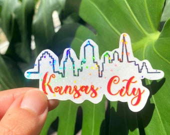 Kansas City Skyline Sticker | Glossy Holo Spot Finish | Notebooks, Computers, Phone Case | Water Resistant  |