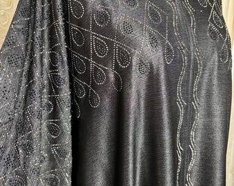 Black Abaya Farasha Embellished Muslim Women Eid Outfit Wedding, Occasion, Buttoned Abaya Modest Dress