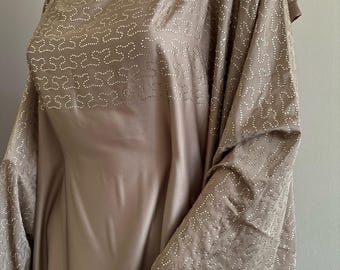 Luxury Embellished Satin Abaya with Matching Hijab, Size 58