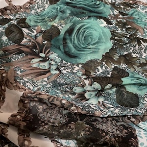 Green Unique Flowers Fabric, Elegant Modern Dirac Somali, Wedding Fabric for dresses