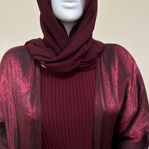 Luxury Shimmer Abaya set three piece, Dark Red Abaya Dubai, Islamic dress for women, Modest Muslim wear, Elegant Abaya for Woman, Kaftan