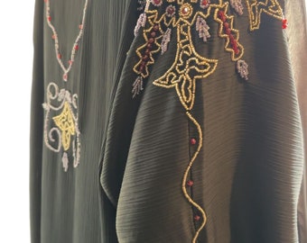 Black Embellished Abaya Set with Hijab & Belt