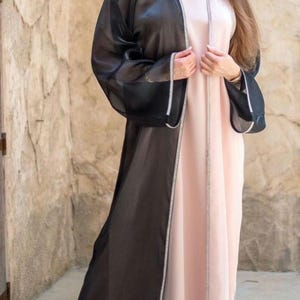 Luxury Abaya set, Embellished Abaya, Abaya for women dubai, Eid abaya, Crystal Abaya, Pink Black Abayas