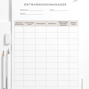 Best Deworming Manager for Horses – A4 Chart for Documenting & Planning Deworming