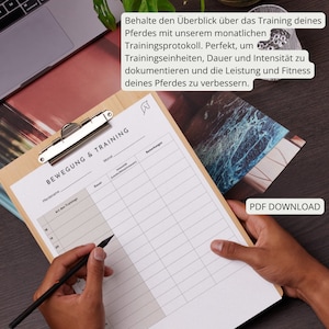 Monatliches Trainingsprotokoll für Pferde | Pferde Trainingsplaner | Printable Training Log A4 | Pferdefitness Tracker