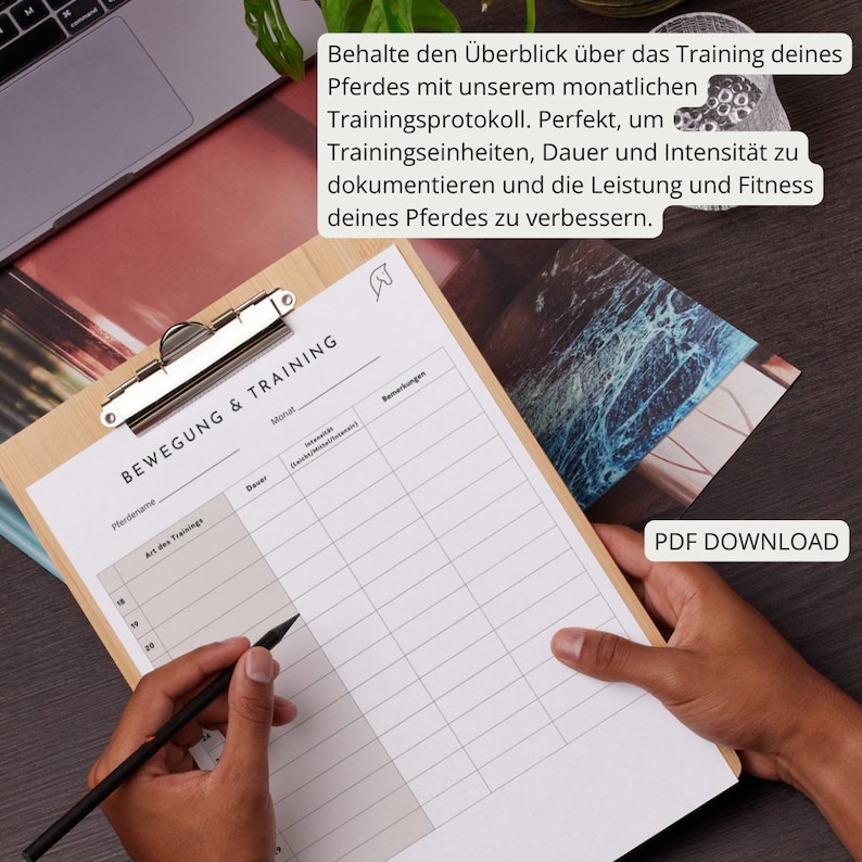 Monatliches Trainingsprotokoll für Pferde | Pferde Trainingsplaner | Printable Training Log A4 | Pferdefitness Tracker