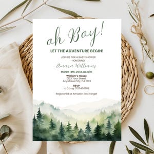 Wald-Babypartyeinladung, Wald-Babyparty einladen Digitaler Download Wald-Baby, bearbeitbare Wald-Babyparty-Gender Neutral