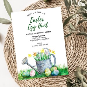 Floral Easter Invitation - Easter Egg Hunt Invitation, Easter Egg Invite, Easter Brunch Invitation Canva Template, Easter Party Invitation