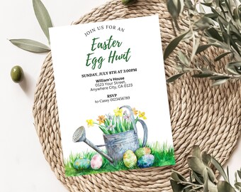 Floral Easter Egg Hunt Invitation – Editable Canva Template (5x7)