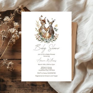 Wald-Babypartyeinladung, Wald-Babyparty einladen Digitaler Download Wald-Baby, bearbeitbare Wald-Babyparty-Gender Neutral