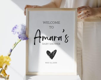 Modèle de plaque de bienvenue pour baby shower bohème, non sexiste (téléchargement numérique)