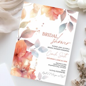 Sjabloon bewerkbare uitnodiging vrijgezellenfeest, bloemen vrijgezellenfeest, lente vrijgezellenfeest uitnodigen, wilde bloemen vrijgezellenfeest uitnodigen bruidsbrunch